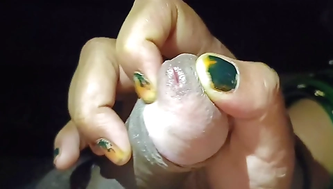 Sexy brunette with a nice ass is showing off a big dick