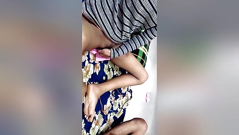 Amateur blonde in red dress and black panties fucked