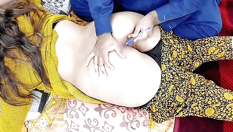 A hot big ass brunette slut is getting fucked in her tight anus