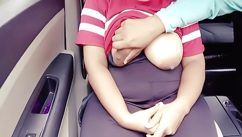 Indian babe in a sexy black dress sucking big man's cock