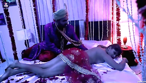 Gorgeous brunette babe enjoys a hot sex with a dude in the bedroom