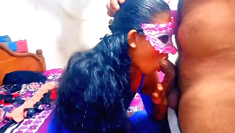 Indian brunette in sexy black dress smoking a dick