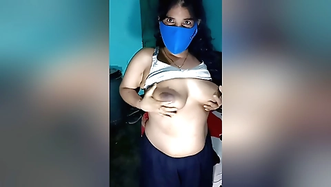 Solo girl with a sexy body is masturbating in the room