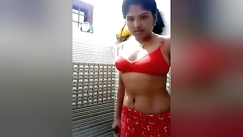 Indian babe with a nice ass and a big ass in the bathroom