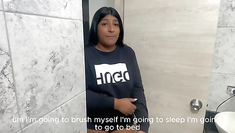 Indian teen stepsister with her boyfriend in shower