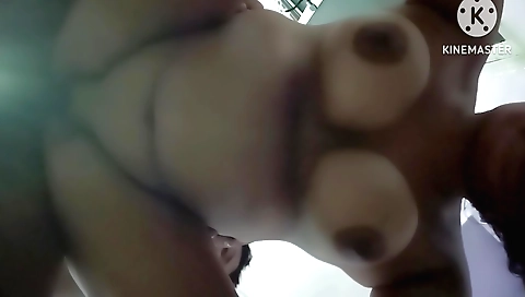 Indian brunette stepsister with huge boobs has sex