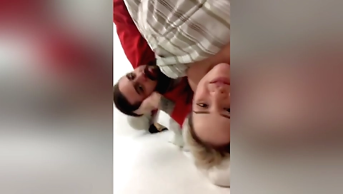 Chubby blonde with a hot black-haired girlfriend with a large ass