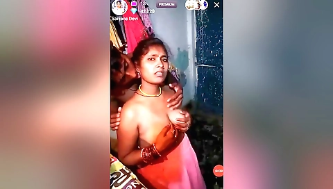 Amateur brunette with big tits shows herself in tango