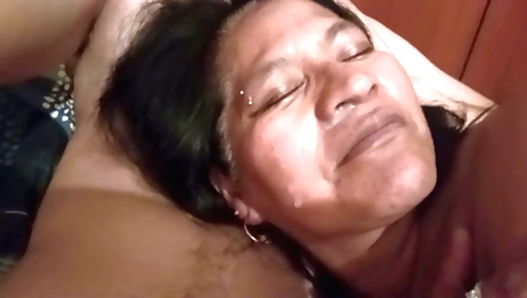 Indian mature milf fucks her stepbrother and gets a facial