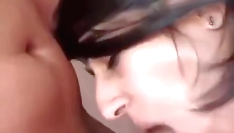 Indian cunt sucks and plays with her big cock in doggy