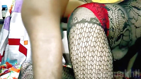 Indian girl in stockings enjoys a deep and hot fuck