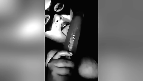 Big black vibrator is playing with a sexy brunette