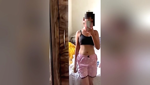 Nudist nude bed in her bed is playing with her fingers