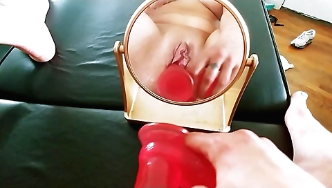 Dirty talking with herself using a toy in her mouth