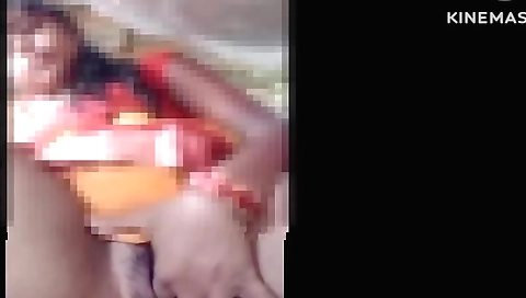 Amateur indian girl touches her pussy and lips for a face