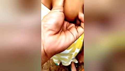 Indian girl in her small hole in her clothes filmed