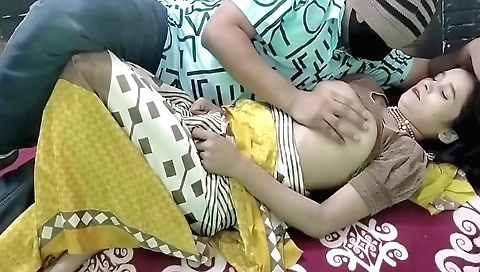 Indian girl with small tits and a cute face in a porn video