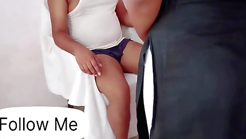 Indian wife with a cute face and sexy dress takes a man