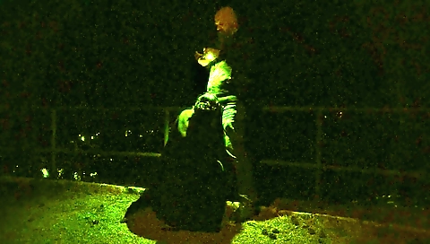 Amateur outdoor sex scene in which a couple is playing